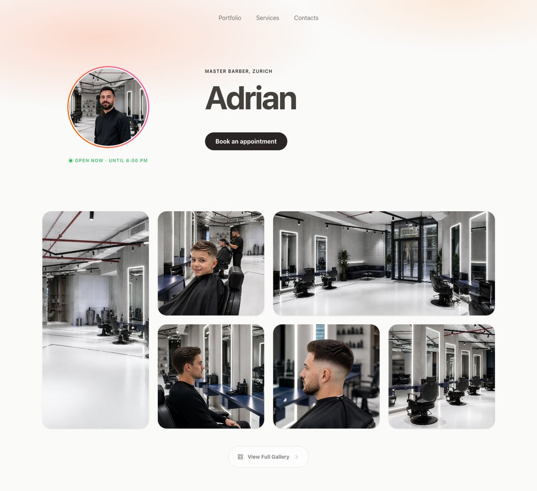 adrian booking page preview