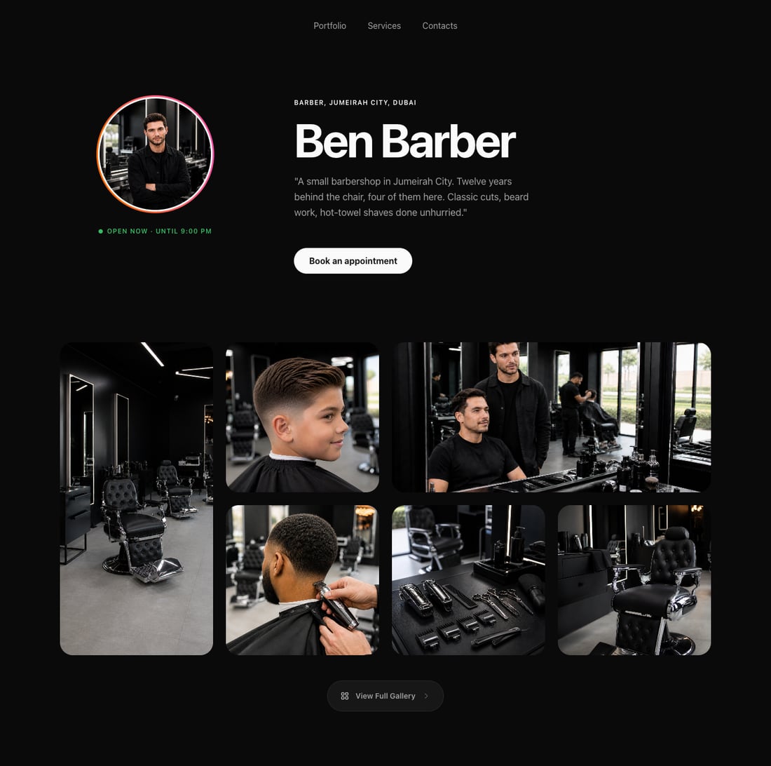 ben booking page preview