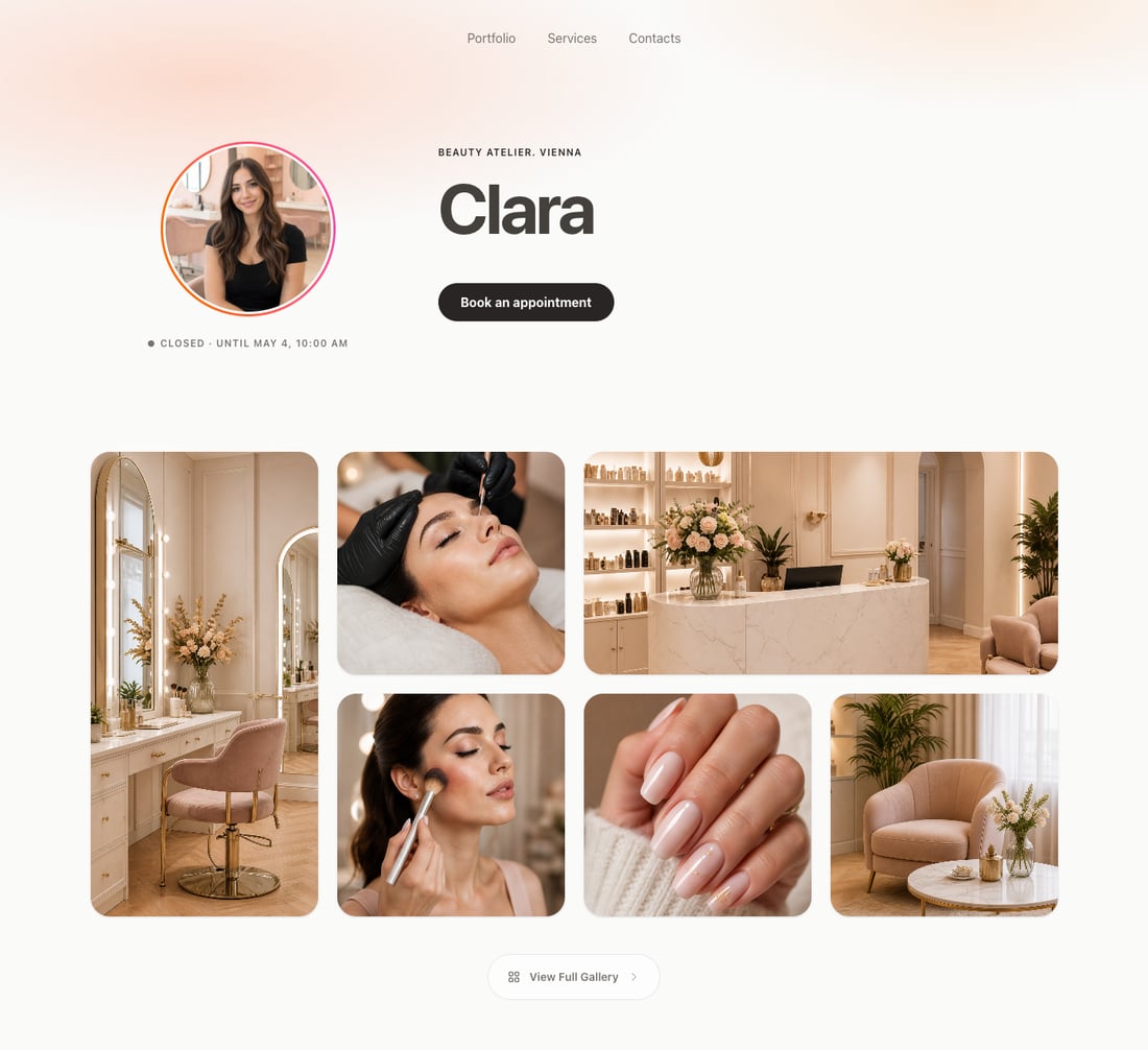 clara booking page preview