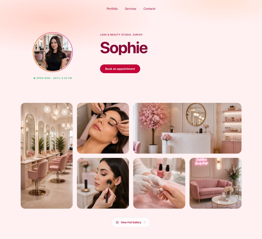 sophie booking page preview